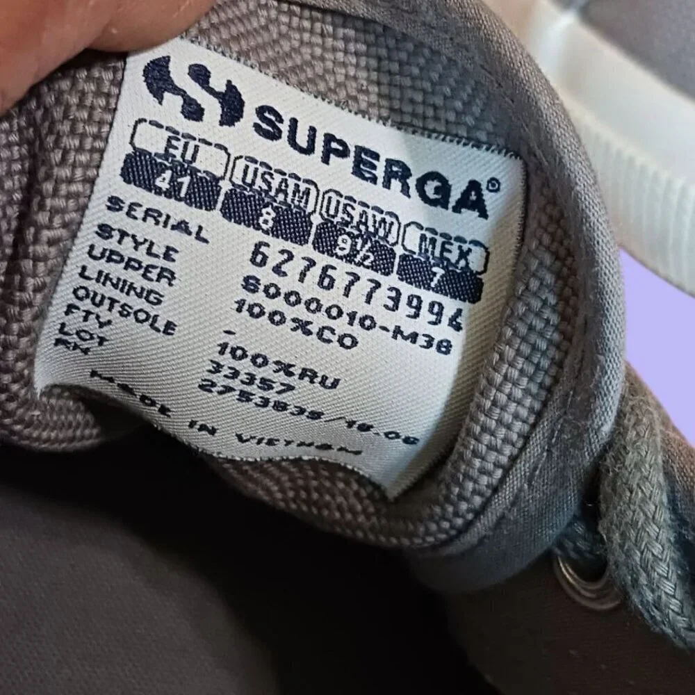 Superga 2750 Cotu Classic Grey Sage Canvas Lace-Up Sneakers Size 9.5